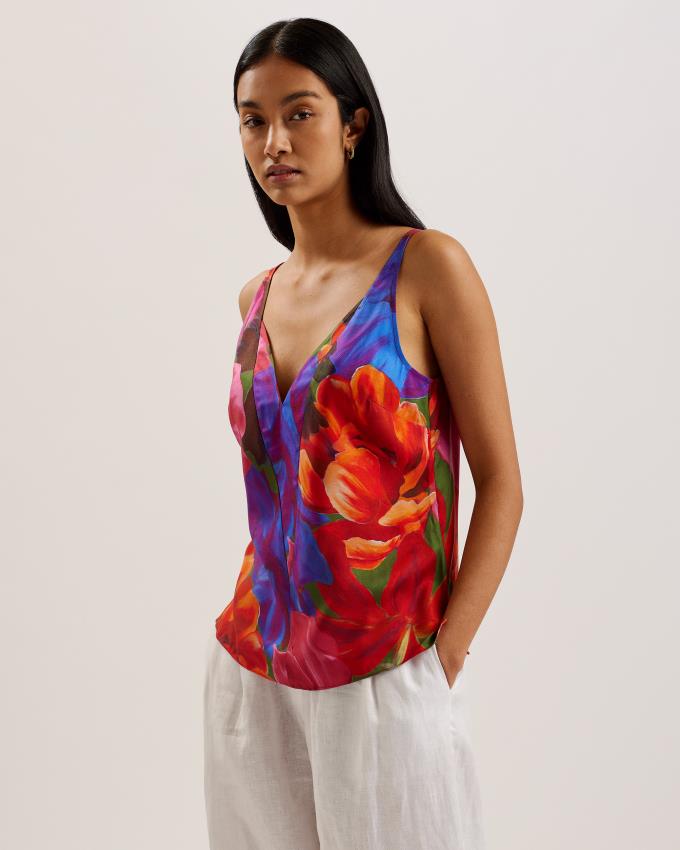 Hauts Ted Baker Tropical Floral V-Neck Cami Multicolore Femme | DBT-42558871